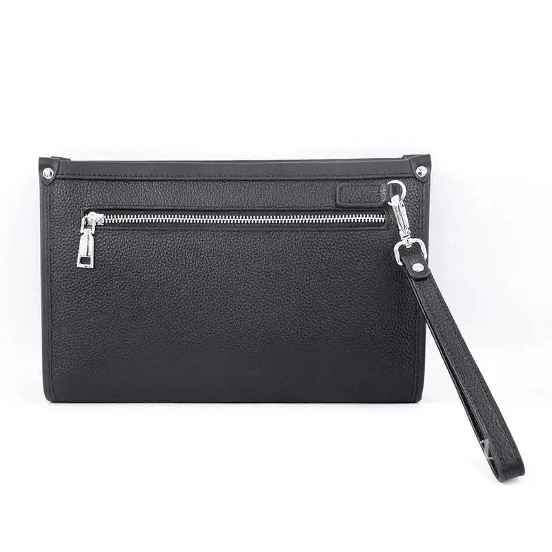 Men's Genuine Leather Business Clutch with Fingerprint Lock – Black | Bowlift
