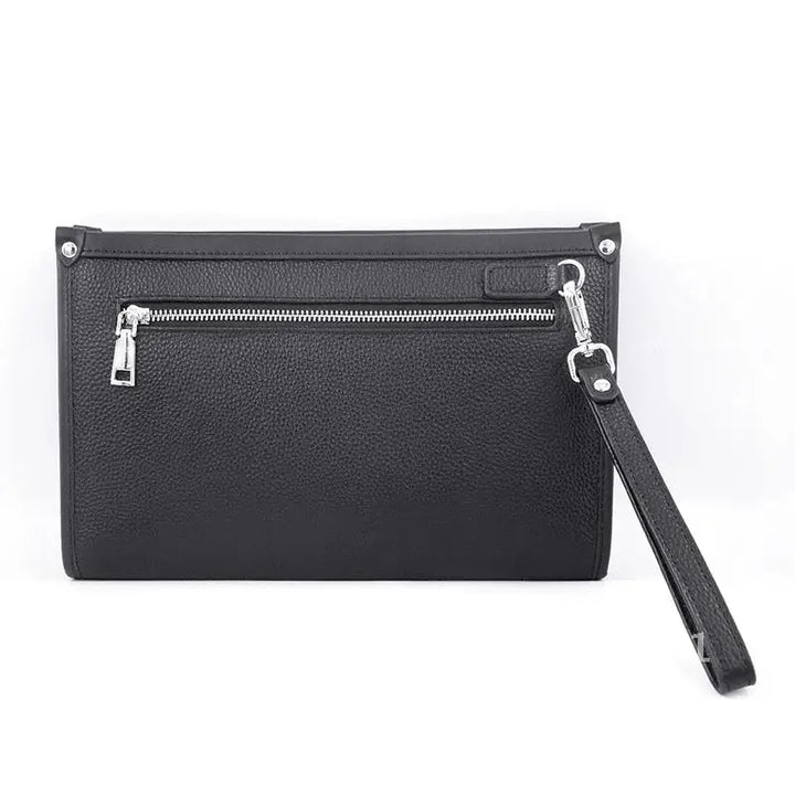 Men's Genuine Leather Business Clutch with Fingerprint Lock – Black | Bowlift