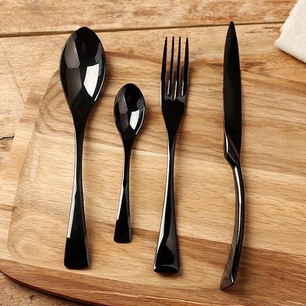 Jet Black Silverware - 4 Piece Set | Bowlift