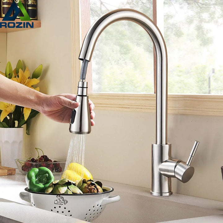 BowLift | Modern Kitchen Faucet with Swivel Spout and Nickel Coating