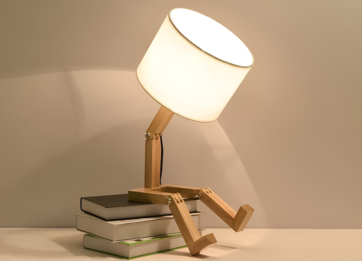 BowLift | Flexible Robot Desk Lamp made of Solid Wood – LumoBot