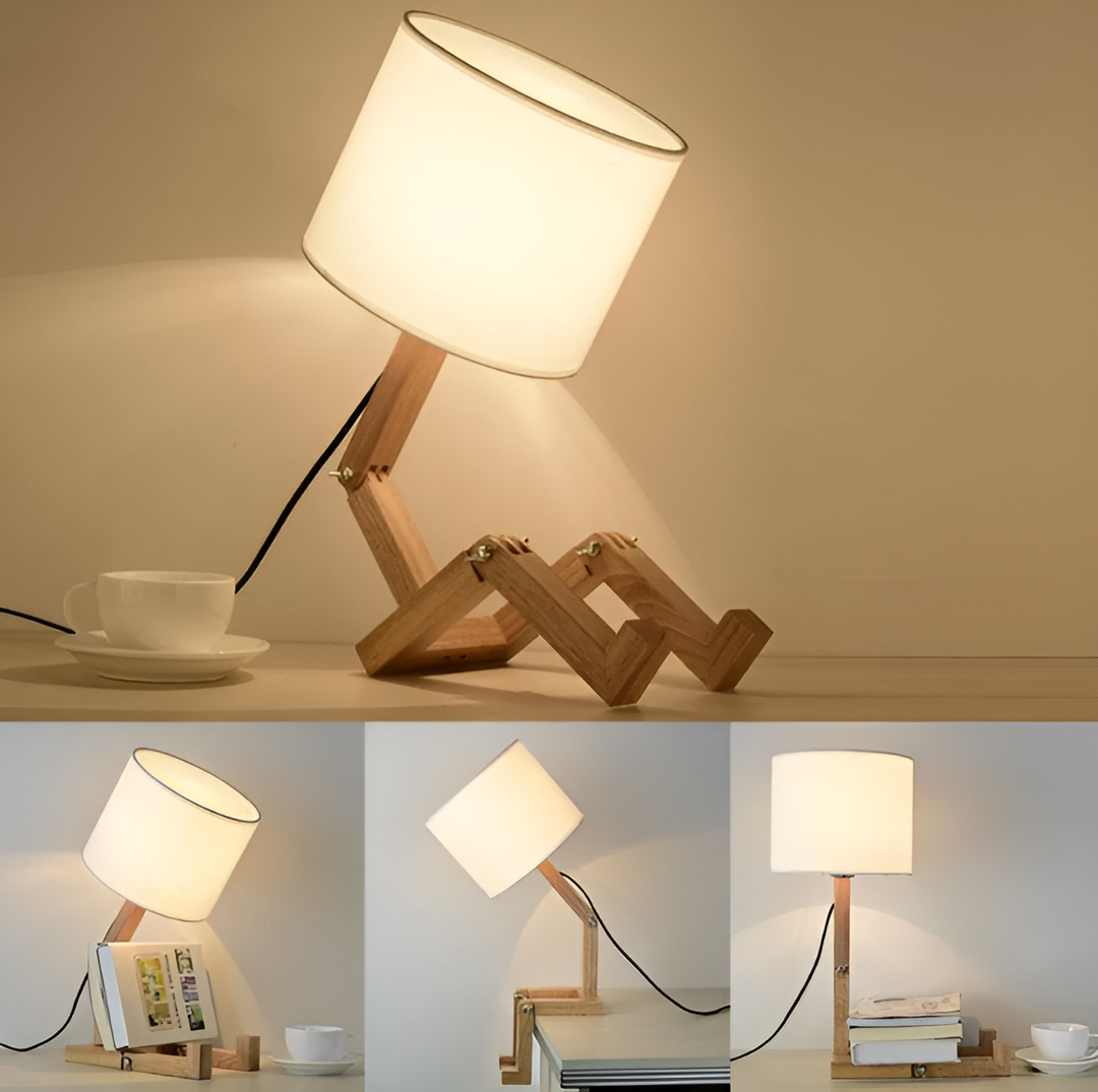 BowLift | Flexible Robot Desk Lamp made of Solid Wood – LumoBot