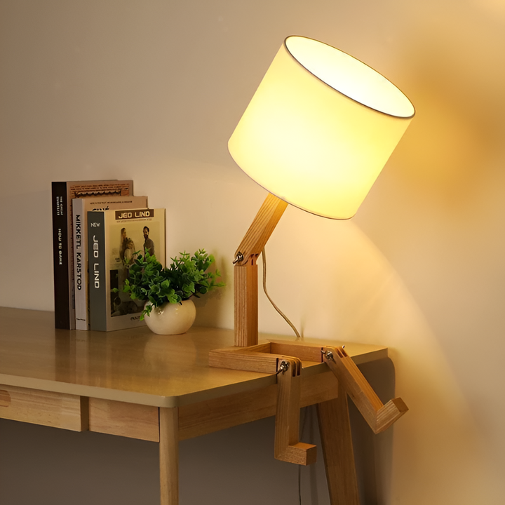 BowLift | Flexible Robot Desk Lamp made of Solid Wood – LumoBot