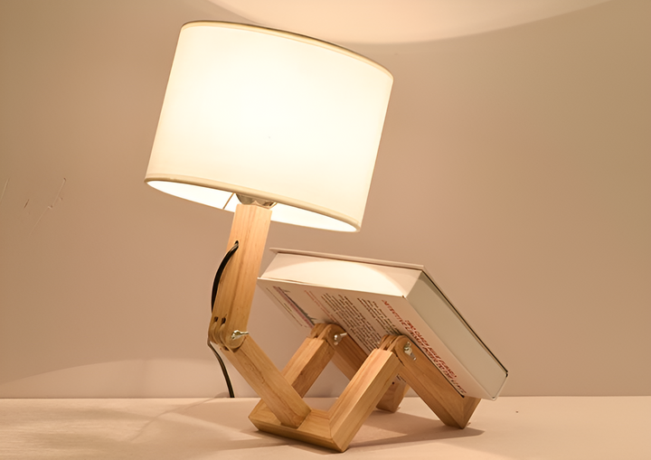 BowLift | Flexible Robot Desk Lamp made of Solid Wood – LumoBot