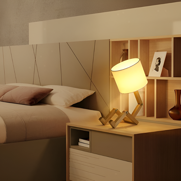 BowLift | Flexible Robot Desk Lamp made of Solid Wood – LumoBot