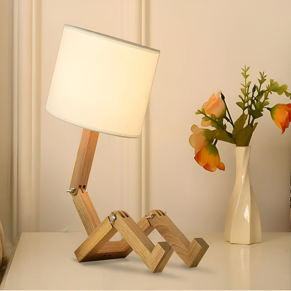 BowLift | Flexible Robot Desk Lamp made of Solid Wood – LumoBot