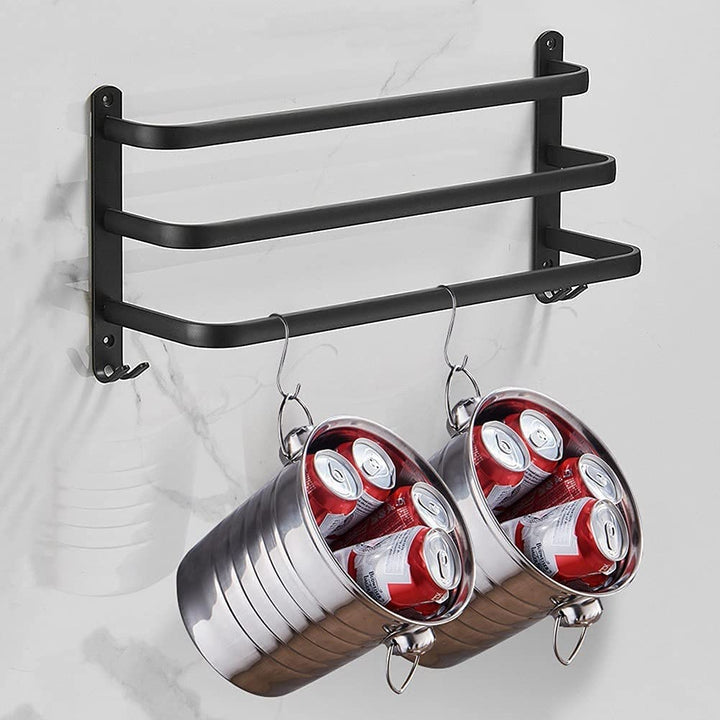 BowLift | FlexRack – Wall-Mounted Aluminum Bathroom Shelf with 3 Crossbars