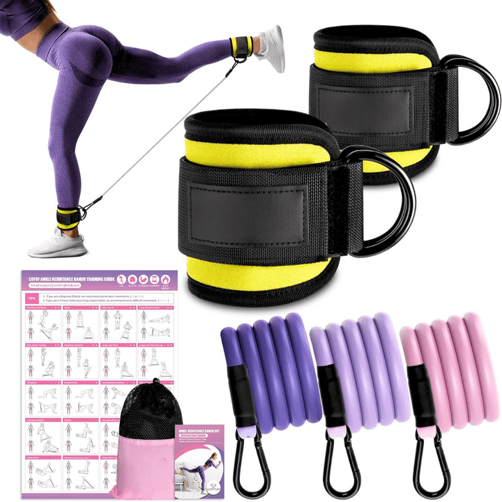 BowLift | FlexTone Resistance Bands – Hip and Glute Workout – Durable Ankle Bands with Training Guide – High-Performance Latex for Strength & Toning