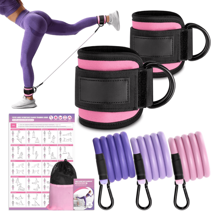 BowLift | FlexTone Resistance Bands – Hip and Glute Workout – Durable Ankle Bands with Training Guide – High-Performance Latex for Strength & Toning