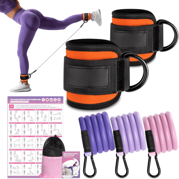 BowLift | FlexTone Resistance Bands – Hip and Glute Workout – Durable Ankle Bands with Training Guide – High-Performance Latex for Strength & Toning