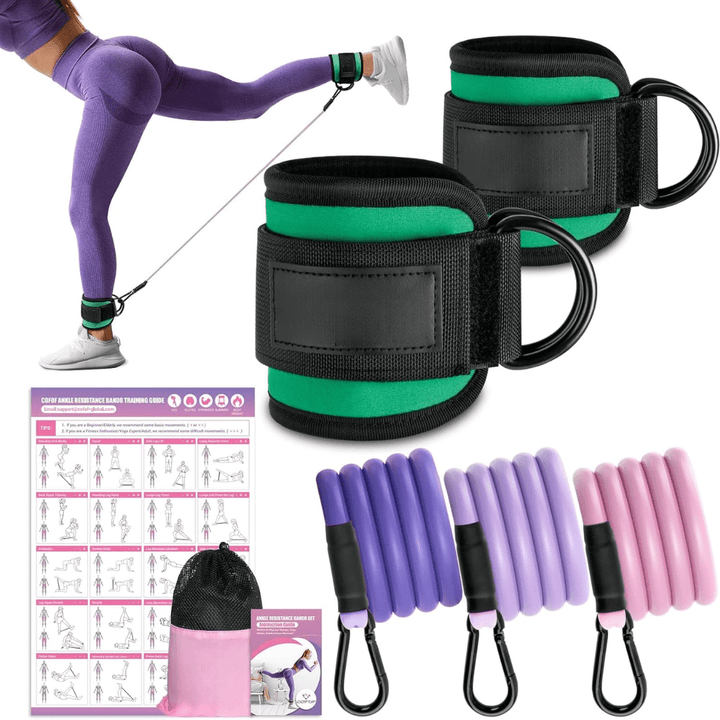 BowLift | FlexTone Resistance Bands – Hip and Glute Workout – Durable Ankle Bands with Training Guide – High-Performance Latex for Strength & Toning