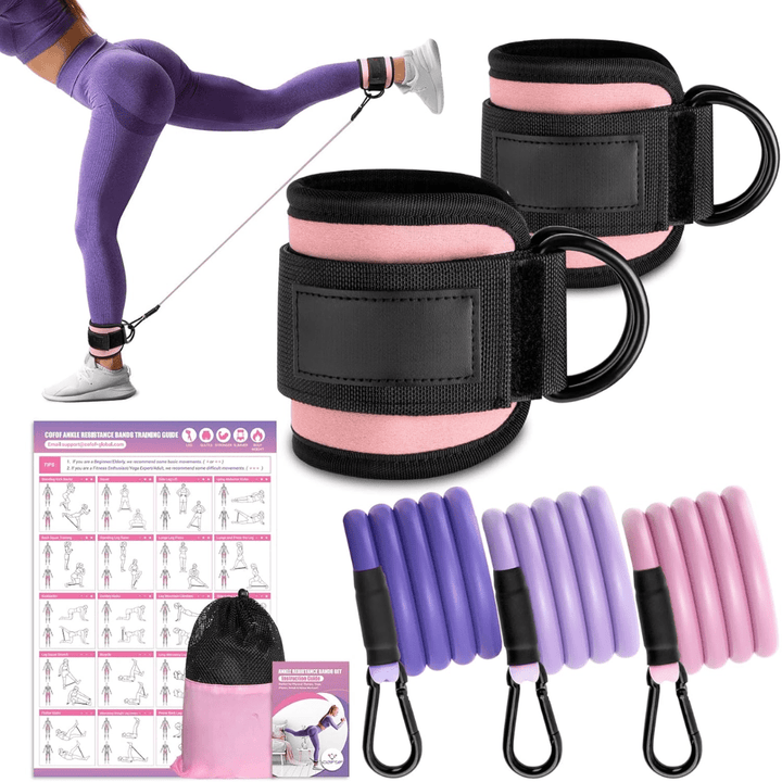 BowLift | FlexTone Resistance Bands – Hip and Glute Workout – Durable Ankle Bands with Training Guide – High-Performance Latex for Strength & Toning