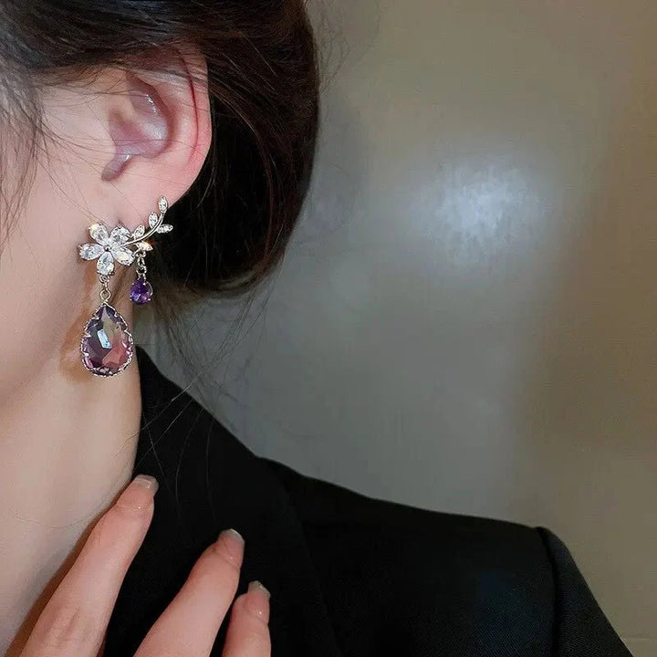 BowLift | Floral Amethyst Water Drop Earrings