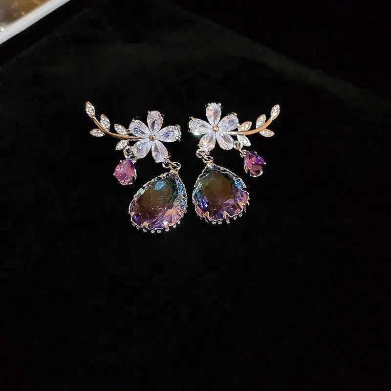 BowLift | Floral Amethyst Water Drop Earrings