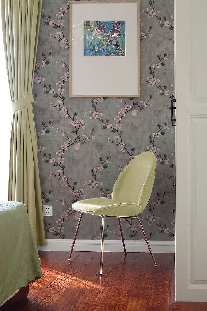 Floral Wallpaper Grey Peel and Stick Flower Self Adhesive Wall Paper | Bowlift