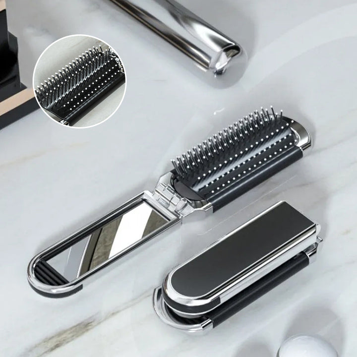 BowLift | MirrorFlex Travel Mirror Hair Brush | Foldable & Compact | Practical Styling on the Go