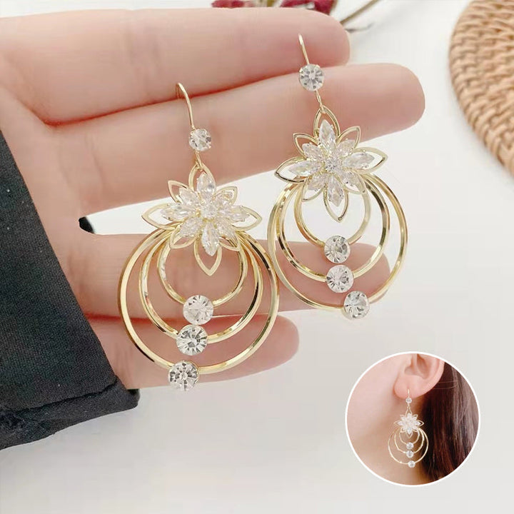 Crystal Lotus Three Ring Earrings Bowlift