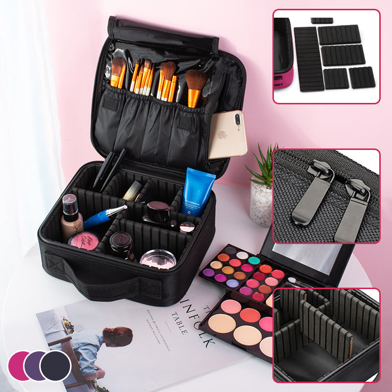 Makeup Cosmetic Storage Case with Adjustable Compartment | Bowlift