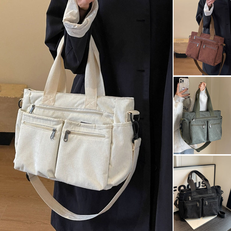 Single-colored Corduroy Tote Bag | Bowlift