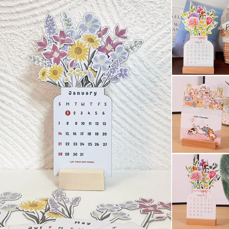 BowLift | 2024 Desk Calendar with Wooden Frame