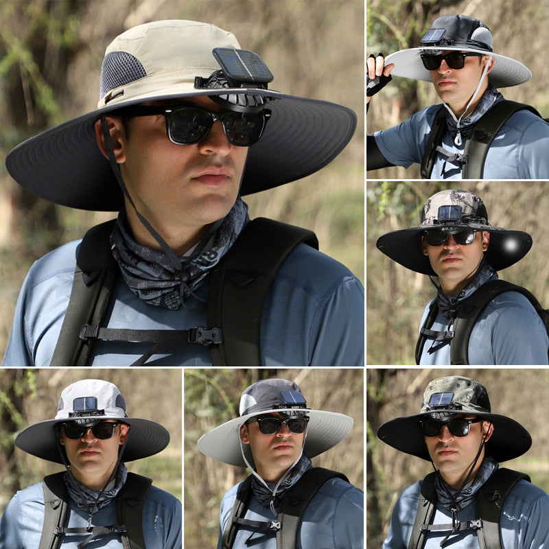 Solar & USB Charging Fan Outdoor Fishing Hat | Bowlift