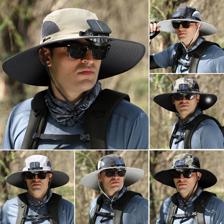 Solar & USB Charging Fan Outdoor Fishing Hat | Bowlift