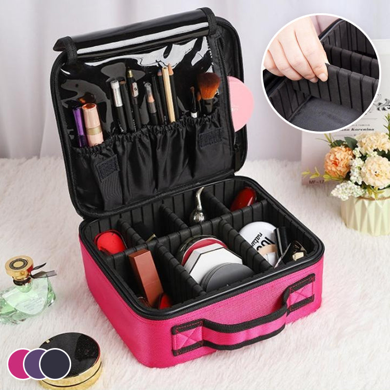 Makeup Cosmetic Storage Case with Adjustable Compartment | Bowlift