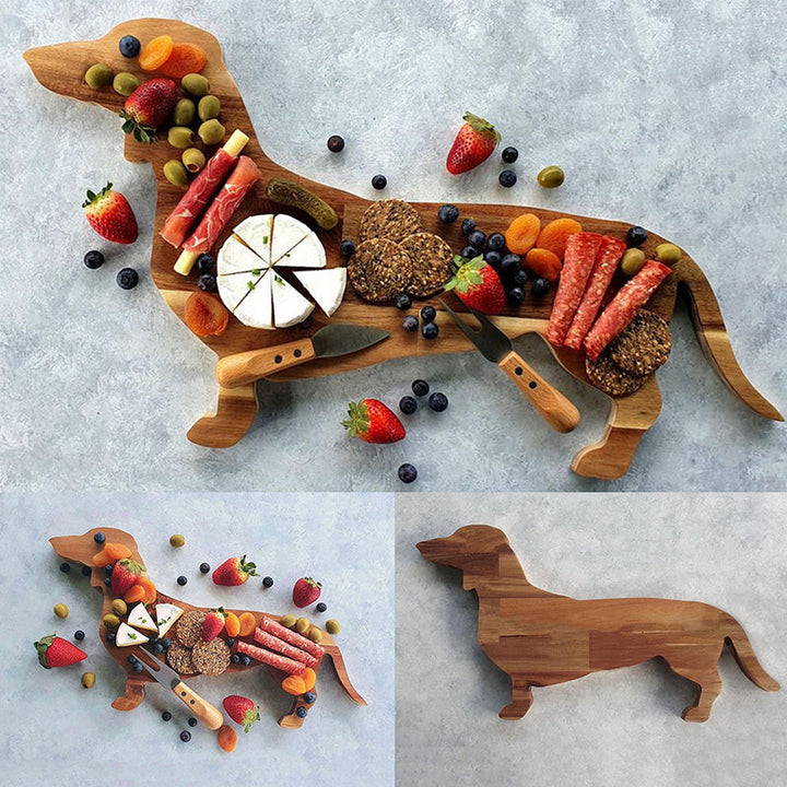 Wooden Dachshund Dog Dinner Plate | Bowlift