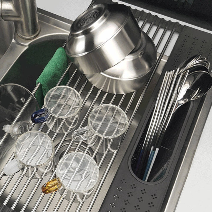 Foldable Roll Up Dish Drying Rack for Kitchen Sink Stainless Drainer | Bowlift