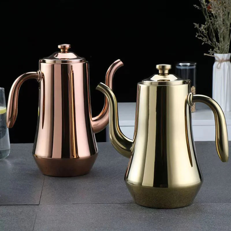 Food-Grade Stainless Steel Tea Kettle Long Mouth Teapot with Strainer | Bowlift