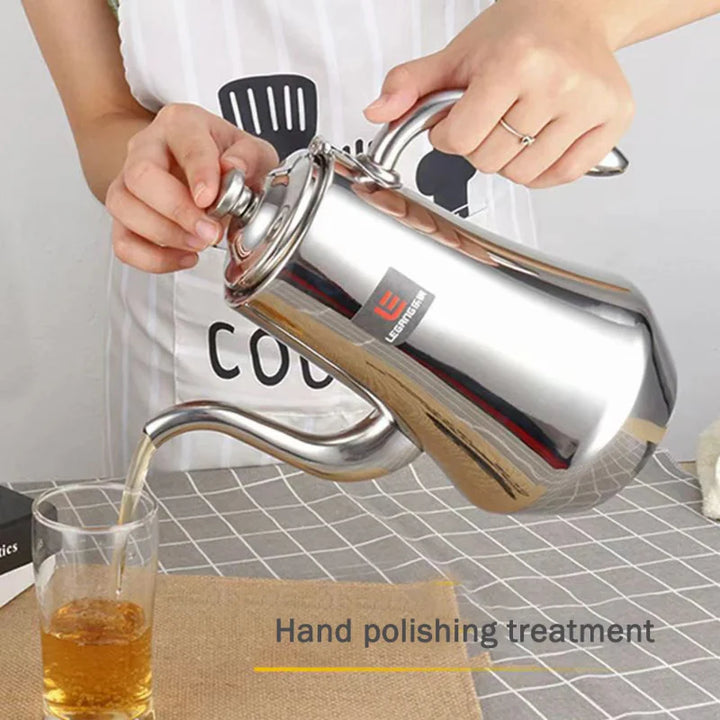Food-Grade Stainless Steel Tea Kettle Long Mouth Teapot with Strainer | Bowlift