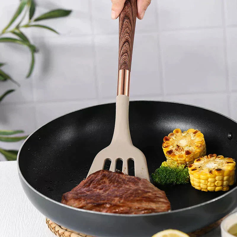 BowLift | Food-safe Silicone Kitchen Utensils with Wooden Handle - KitchenElegance