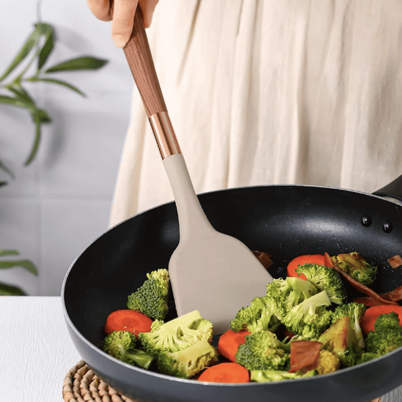 BowLift | Food-safe Silicone Kitchen Utensils with Wooden Handle - KitchenElegance
