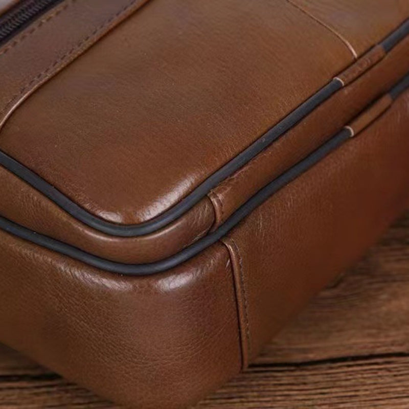Leather Men's Shoulder Bag – Spacious Cowhide Bag with Adjustable Strap | Bowlift