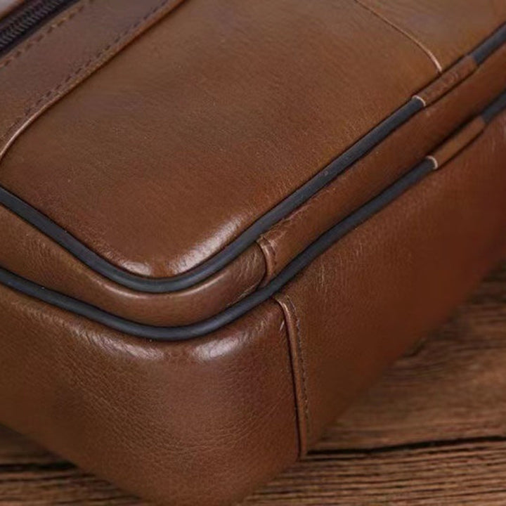 Leather Men's Shoulder Bag – Spacious Cowhide Bag with Adjustable Strap | Bowlift