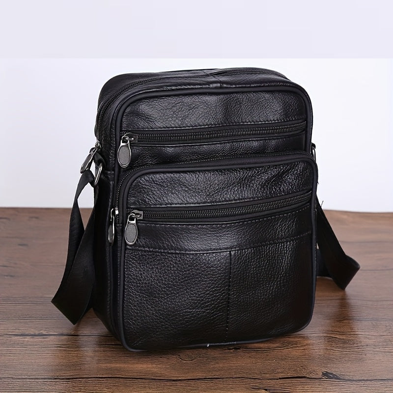 Leather Men's Shoulder Bag – Spacious Cowhide Bag with Adjustable Strap | Bowlift