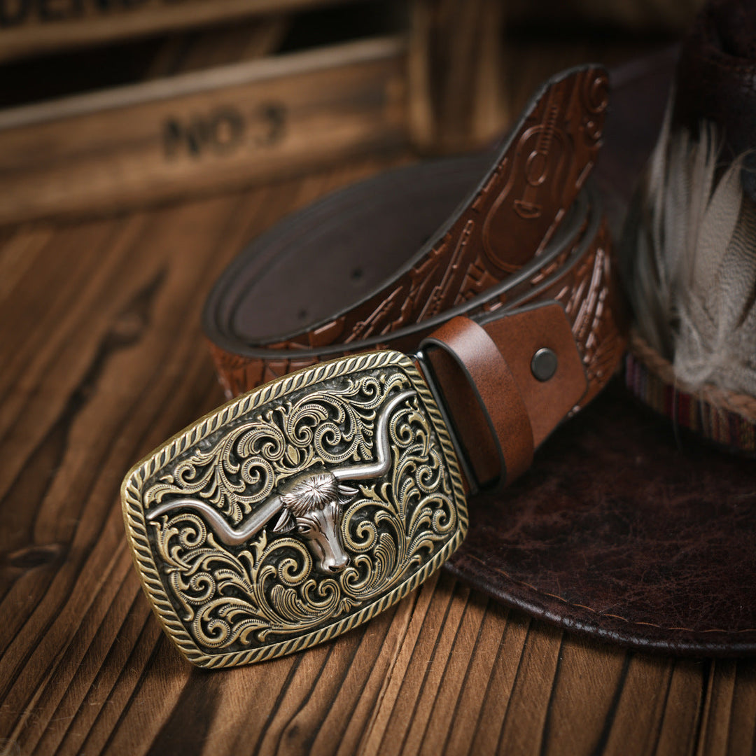 BowLift | Men’s Belt | Western Style | Vegan Leather & Durable Metal Buckle