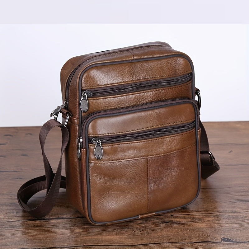 BowLift | Men’s Leather Shoulder Bag | Genuine Cowhide Crossbody | Adjustable Strap