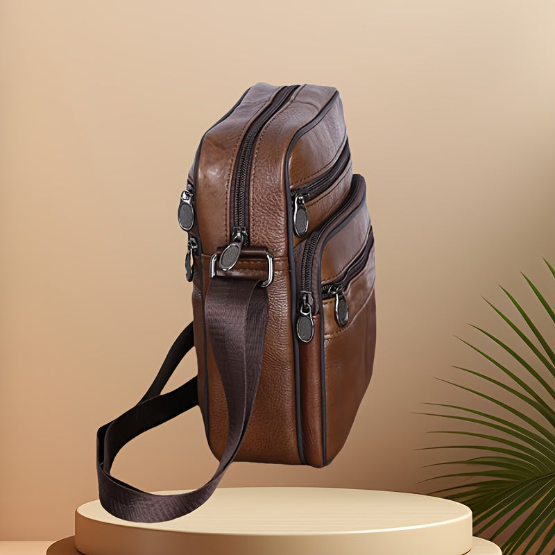 BowLift | Leather Men’s Shoulder Bag – Spacious Cowhide Bag with Adjustable Strap