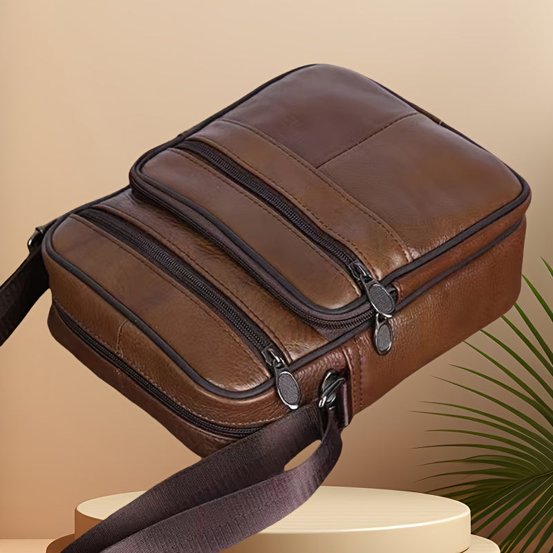 Leather Men's Shoulder Bag – Spacious Cowhide Bag with Adjustable Strap | Bowlift