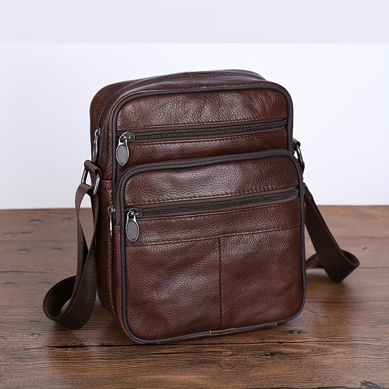 Leather Men's Shoulder Bag – Spacious Cowhide Bag with Adjustable Strap | Bowlift