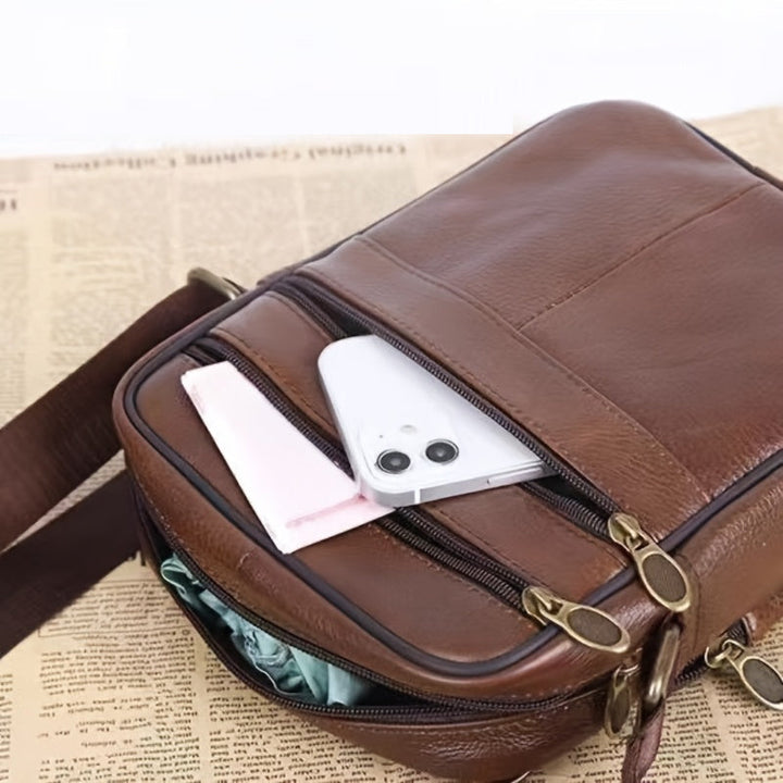 BowLift | Leather Men’s Shoulder Bag – Spacious Cowhide Bag with Adjustable Strap