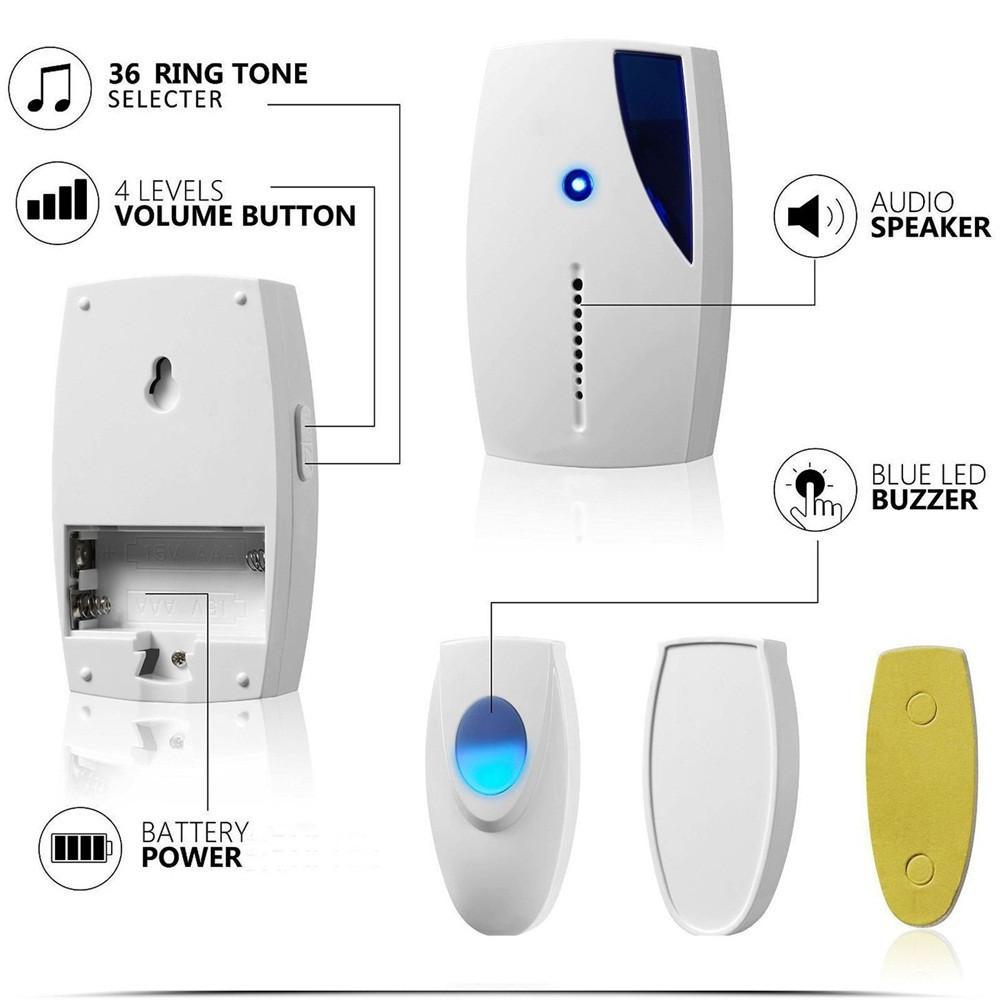 BowLift | IcoolGadget NEW Wireless Door Bell 36 CHIME Home Cordless Portable 100M Range Digital Doorbell Waterproof High Quality