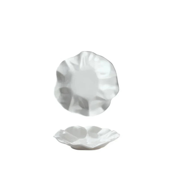 French Ceramic Tableware Irregular White Creative Pleated Paper Plate | Bowlift