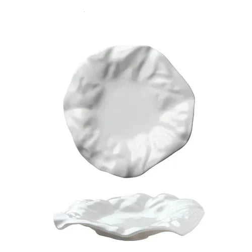 French Ceramic Tableware Irregular White Creative Pleated Paper Plate | Bowlift