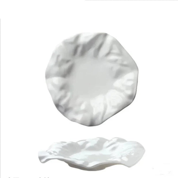 French Ceramic Tableware Irregular White Creative Pleated Paper Plate | Bowlift