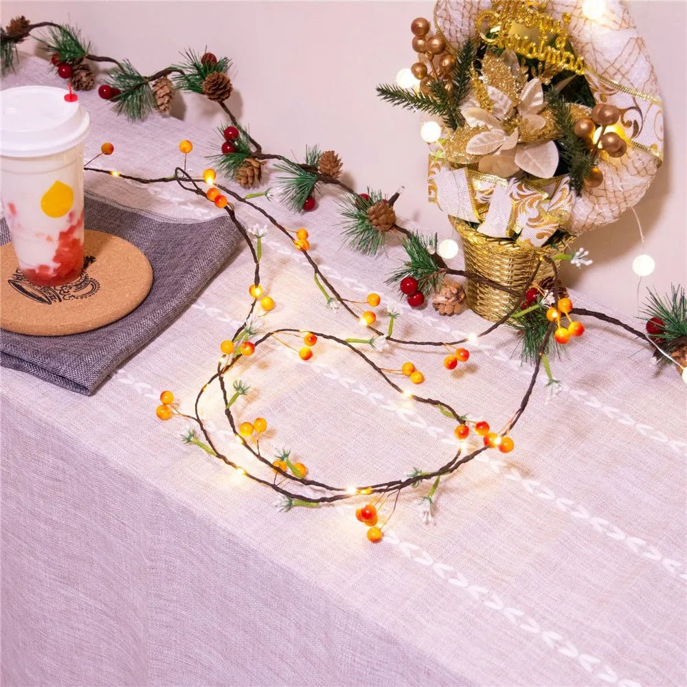 BowLift | Fruit And Flower String Lights – Battery-Powered Garland with Copper Wire, Perfect for Christmas, Thanksgiving, and Holiday Décor