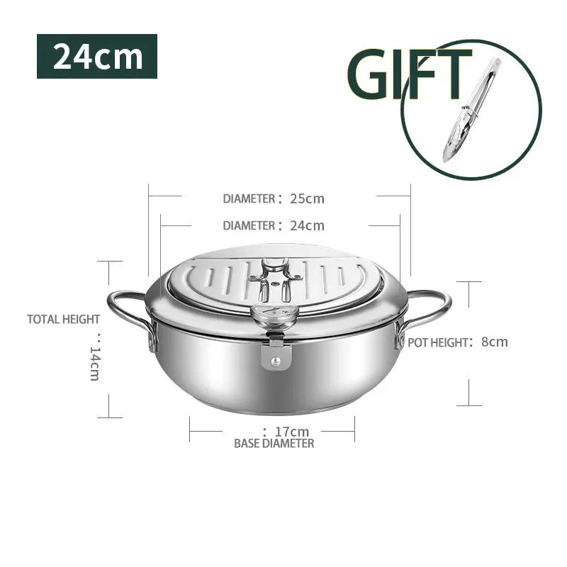 Frying Pot Stainless Steel Induction Temperature Control Mini Fryer Pan | Bowlift