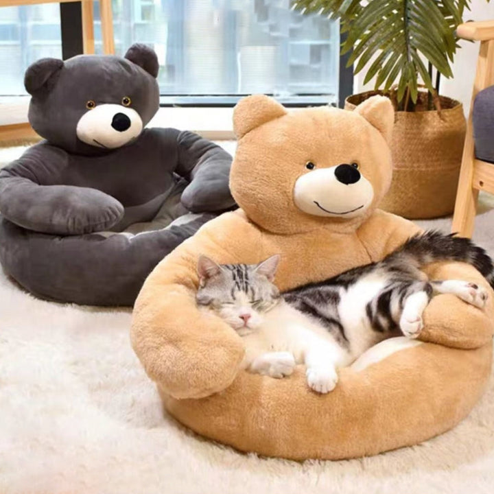 BowLift | Pet Bed Plush Bear Cuddle-Style Nest
