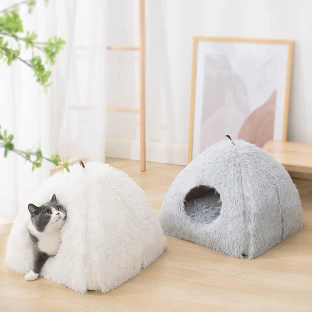 FurryHaven • Plush Cave Cat Bed - Plush Cave Cat Bed - BowLift